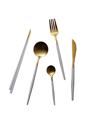 Hemingway Cutlery and Chopstick Set 30 Piece Matte White/Gold