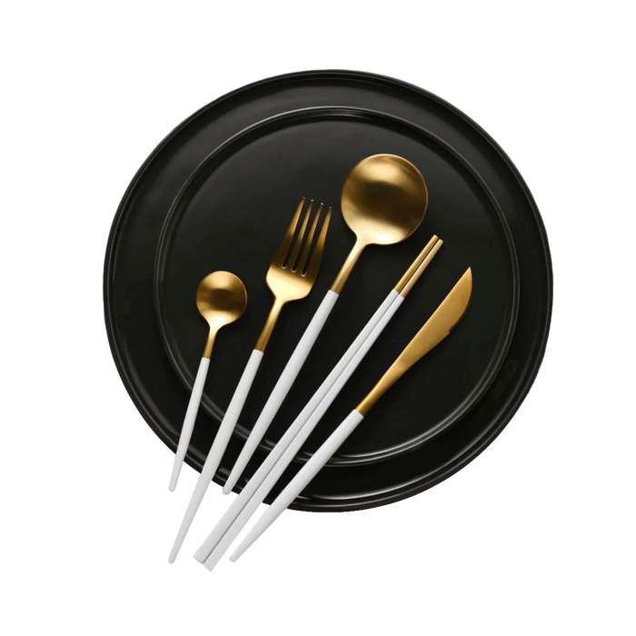 Hemingway Cutlery and Chopstick Set 30 Piece Matte White/Gold