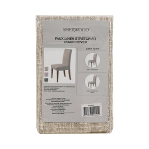 Faux Linen Stretch Fit Chair and Couch Cover Natural