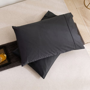 400TC Bamboo Cotton Blend Sateen King Pillowcases Twin Packs CHARCOAL