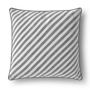 Oscar Faux Linen Striped Cushion Charcoal