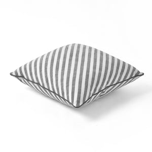 Oscar Faux Linen Striped Cushion Charcoal