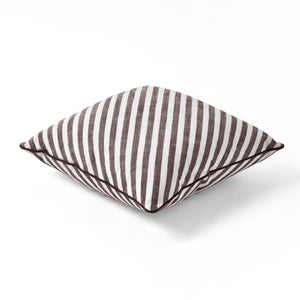 Oscar Faux Linen Striped Cushion Cacao