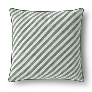 Oscar Faux Linen Striped Cushion Olive