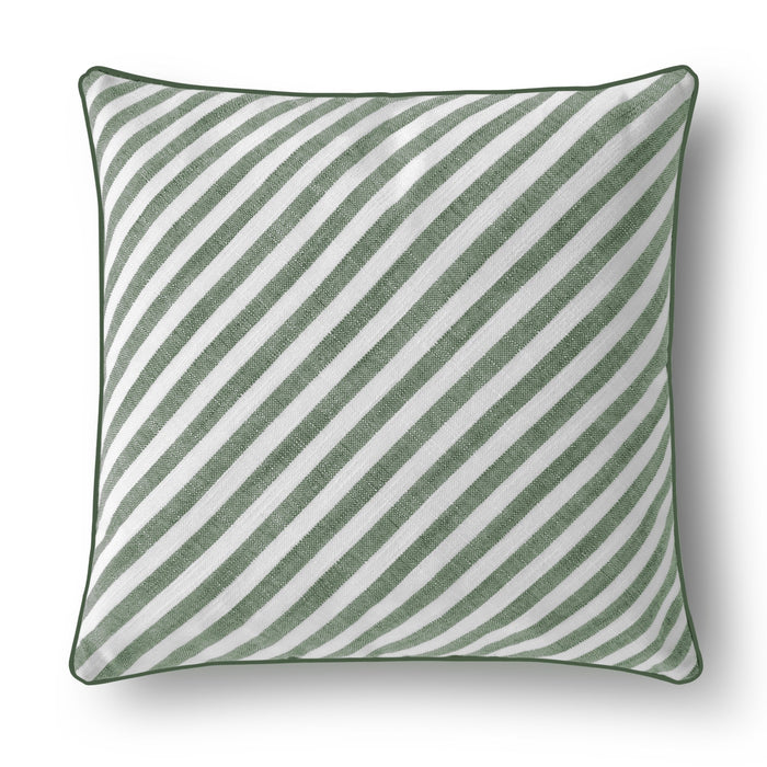 Oscar Faux Linen Striped Cushion Olive