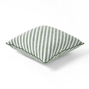 Oscar Faux Linen Striped Cushion Olive