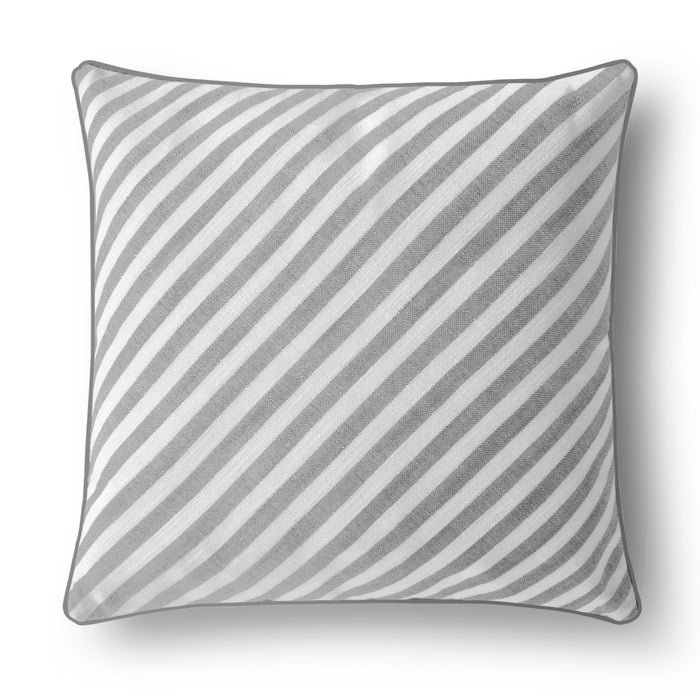 Oscar Faux Linen Striped Cushion Dove Grey