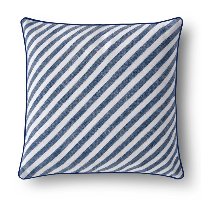 Oscar Faux Linen Striped Cushion Navy