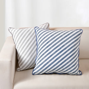 Oscar Faux Linen Striped Cushion Navy