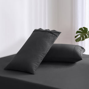 Dreamaker Superfine Washed Microfibre King Pillowcase Twin Pack Black