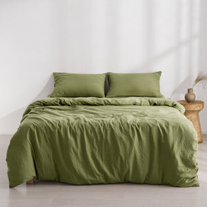 Superfine Washed Microfibre Quilt Cover Set Olive