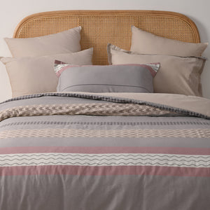 Kumiko 100% Cotton Reversible Quilt Cover Set Grey