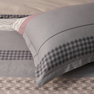 Kumiko 100% Cotton Reversible Quilt Cover Set Grey