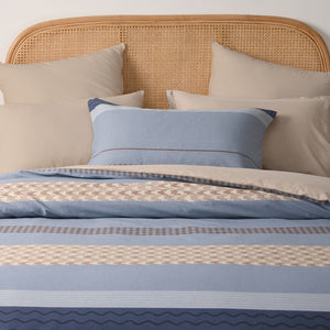 Kumiko 100% Cotton Reversible Quilt Cover Set Blue