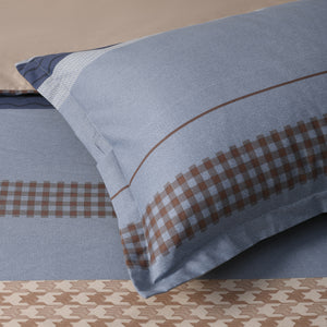 Kumiko 100% Cotton Reversible Quilt Cover Set Blue