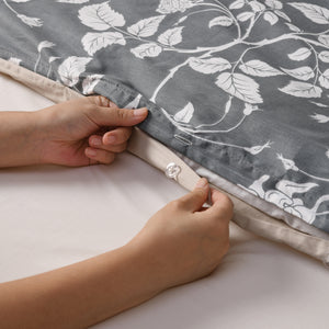 Felicity 100% Cotton Reversible Quilt Cover Set Charcoal