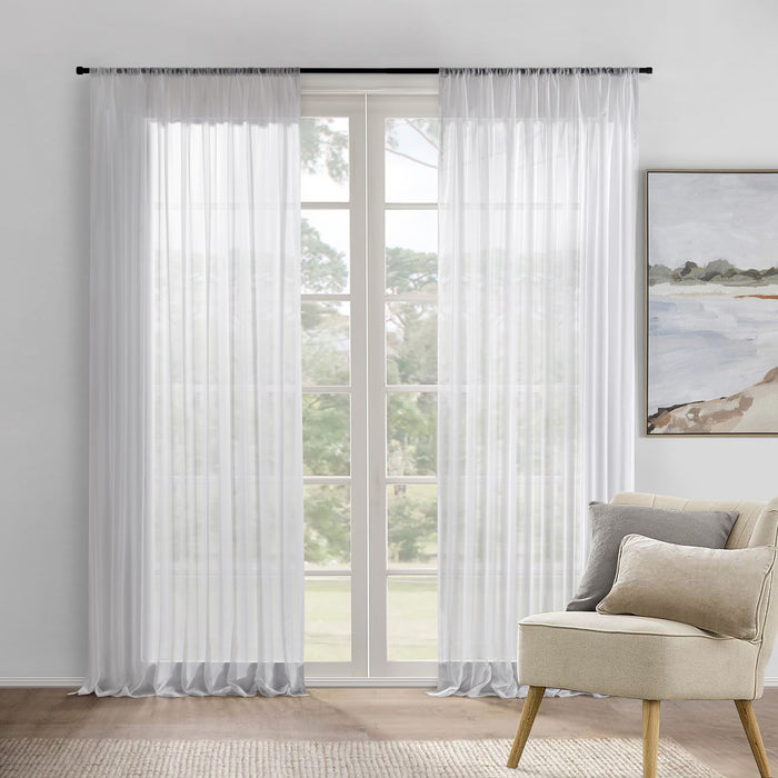 Georgia Sheer Rod Pocket Curtain Pair White