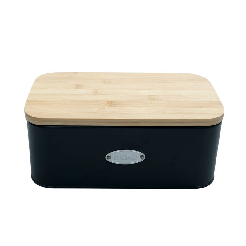 Bread Bin with Bamboo Lid - Black